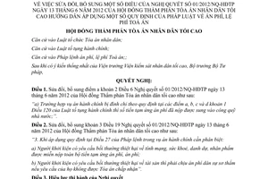 Nghị quyết 02/2015/NQ-HĐTP sửa đổi 01/2012/NQ-HĐTP hướng dẫn án phí lệ phí toà án