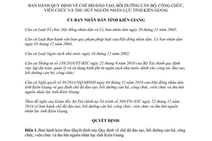 Quyết định 02/2015/QĐ-UBND bồi dưỡng cán bộ công viên chức thu hút nguồn nhân lực Kiên Giang