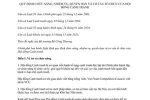 Nghị định 07/2015/NĐ-CP Quy định chức năng nhiệm vụ quyền hạn cơ cấu tổ chức Hội đồng Cạnh tranh