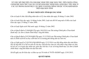 Quyết định 126/2015/QĐ-UBND hỗ trợ tiền ăn cho học sinh tiền nhân công chăm sóc bán trú Quảng Ninh