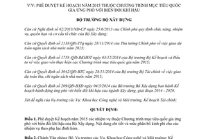 Quyết định 30/QĐ-BXD phê duyệt Kế hoạch 2015 chương trình mục tiêu quốc gia ứng phó biến đổi khí hậu