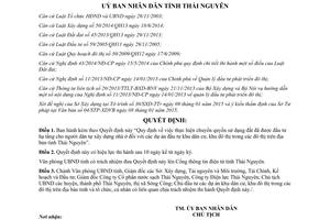 Quyết định 02/2015/QĐ-UBND chuyển quyền sử dụng đất đã đầu tư hạ tầng người dân tự xây nhà Thái Nguyên