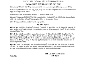 Quyết định 03/2015/QĐ-UBND vận tải đường bộ trong đô thị phương tiện đi lại người khuyết tật Cần Thơ