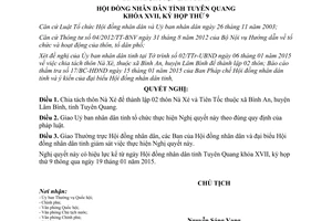 Nghị quyết số 17/NQ-HĐND 2015 Chia tách thôn Nà Xé Tuyên Quang