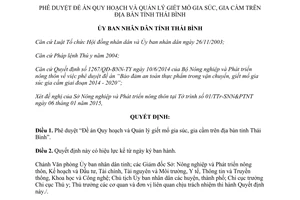 Quyết định 107/QĐ-UBND 2015 Quy hoạch và Quản lý giết mổ gia súc gia cầm Thái Bình