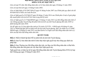 Nghị quyết 13/NQ-HĐND thành lập Quỹ Hỗ trợ phát triển du lịch Tuyên Quang