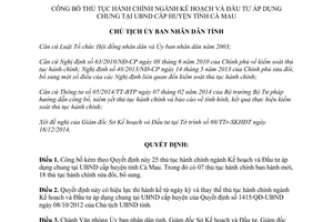 Quyết định 89/QĐ-UBND thủ tục hành chính kế hoạch đầu tư áp dụng chung Ủy ban huyện Cà Mau 2015
