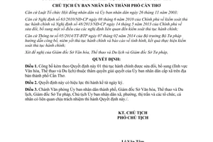 Quyết định 276/QĐ-UBND 2015 công bố thủ tục hành chính sửa đổi Ủy ban nhân dân cấp xã Cần Thơ