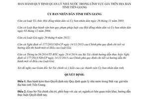 Quyết định 02/2015/QĐ-UBND quản lý nhà nước trong lĩnh vực giá tỉnh Tiền Giang