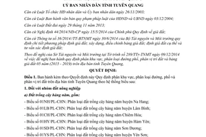 Quyết định 02/2015/QĐ-UBND phân khu vực phân loại đường phố phân vị trí đất Tuyên Quang