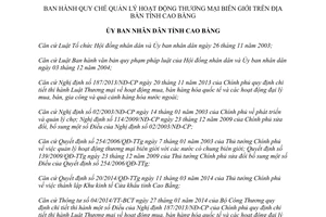 Quyết định 01/2015/QĐ-UBND quản lý hoạt động thương mại biên giới Cao Bằng