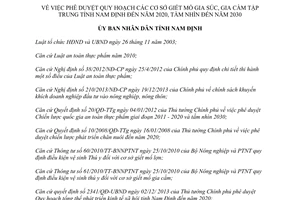 Quyết định 72/QĐ-UBND Quy hoạch các cơ sở giết mổ gia súc gia cầm tập trung Nam Định