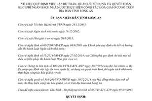 Quyết định 06/2015/QĐ-UBND lập dự toán quản lý kinh phí ngân sách công tác hòa giải ở cơ sở Long An