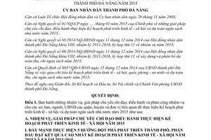 Quyết định 338/QĐ-UBND Kế hoạch phát triển kinh tế xã hội dự toán ngân sách nhà nước Đà Nẵng 2015