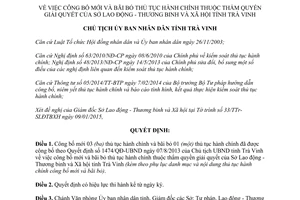 Quyết định 98/QĐ-UBND 2015 công bố thủ tục hành chính của Sở Lao động Thương binh Xã hội Trà Vinh