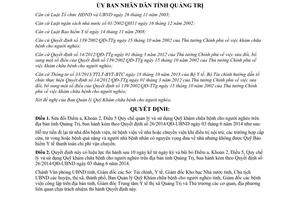 Quyết định 01/2015/QĐ-UBND sửa đổi Quỹ khám chữa bệnh người nghèo Quảng Trị 26/2014/QĐ-UBND