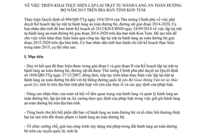 Kế hoạch 110/KH-UBND thực hiện lập lại trật tự hành lang an toàn đường bộ 2015 Kon Tum