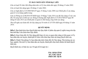 Quyết định 01/2015/QĐ-UBND phân cấp quản lý nghĩa trang Bạc Liêu