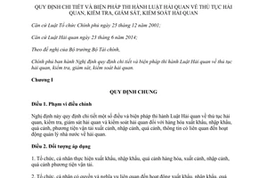 Nghị định 08/2015/NĐ-CP thi hành Luật Hải quan về thủ tục kiểm tra giám sát kiểm soát hải quan