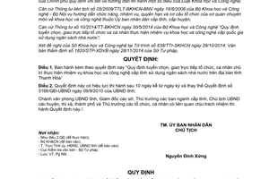 Quyết định 204/2015/QĐ-UBND tuyển chọn thực hiện nhiệm vụ khoa học và công nghệ cấp tỉnh Thanh Hóa