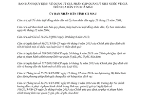 Quyết định 01/2015/QĐ-UBND quản lý phân cấp quản lý nhà nước về giá Cà Mau