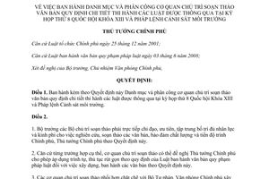 Quyết định 112/QĐ-TTg 2015 cơ quan chủ trì soạn thảo văn bản thi hành các luật kỳ 8 khóa XIII