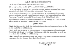 Quyết định 27/2015/QĐ-UBND chức năng nhiệm vụ quyền hạn cơ cấu tổ chức Sở Nội vụ Bắc Giang