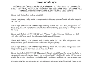 Thông tư liên tịch 02/2015/TTLT-BCA-BQP-BYT công tác điều trị dự phòng lây nhiễm HIV tại trại giam