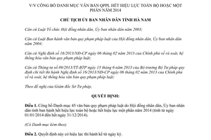 Quyết định 124/QĐ-UBND văn bản quy phạm pháp luật hết hiệu lực năm 2014 Hà Nam