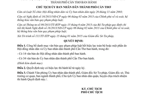 Quyết định 307/QĐ-UBND 2015 công bố danh mục văn bản quy phạm pháp luật hết hiệu lực Cần Thơ