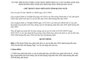 Quyết định 89/QĐ-UBND Chiến lược phát triển dịch vụ vận tải Quãng Ngãi 2015