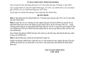 Quyết định 227/QĐ-UBND ban hành chương trình công tác Ủy ban tỉnh Thanh Hóa 2015