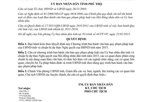Quyết định 01/2015/QĐ-UBND ban hành văn bản quy phạm pháp luật dự thảo Nghị quyết Phú Thọ 2015