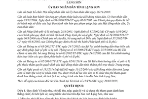 Quyết định 05/2015/QĐ-UBND phí tham quan danh lam thắng cảnh lịch sử công trình văn hóa Lạng Sơn