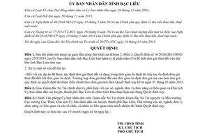 Quyết định 02/2015/QĐ-UBND sửa đổi quy định về tỷ lệ phần trăm (%) để tính đơn giá thuê đất Bạc Liêu