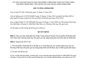 Quyết định 131/QĐ-TTg 2015 vốn trái phiếu Chính phủ 2015 xây dựng nông thôn mới