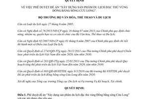 Quyết định 194/QĐ-BVHTTDL 2015 Xây dựng sản phẩm du lịch đặc thù vùng Đồng bằng sông Cửu Long