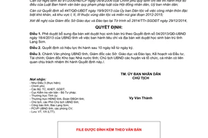 Quyết định 09/2015/QĐ-UBND bổ sung địa bàn xét duyệt học sinh bán trú 04/2013/QĐ-UBND Lạng Sơn