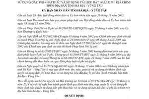 Quyết định 04/2015/QĐ-UBND mức thu quản lý sử dụng phí thẩm định cấp quyền sử dụng đất Bà Rịa Vũng Tàu