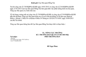 Công văn 916/TCHQ-QLRR 2015 xử lý vướng mắc trong việc phân luồng kiểm tra hải quan