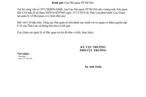 Công văn 03/GSQL-TH năm 2015 vướng mắc C/O mẫu D Cục Giám sát quản lý về Hải quan