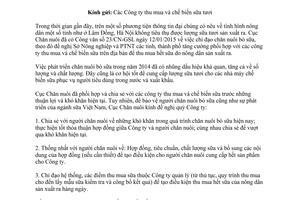 Công văn 29/CN-GSL 2015 thu mua sữa tươi nguyên liệu