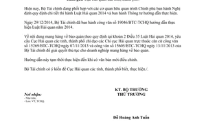 Công văn 491/BTC-TCHQ 2015 đưa hàng về bảo quản bảo quản