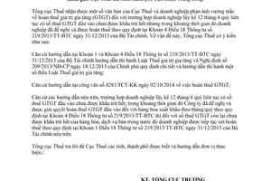 Công văn 114/TCT-KK 2015 hoàn thuế giá trị gia tăng hàng hóa xuất khẩu