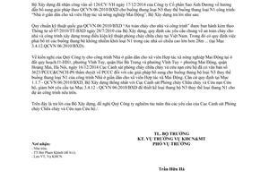 Công văn 20/BXD-KHCN 2015 QCVN 06:2010/BXD cho buồng thang loại N3 thay thế buồng thang loại N1