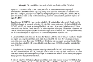 Công văn 239/BHXH-CĐBHXH 2015 cấp Giấy chứng nhận nghỉ việc hưởng bảo hiểm xã hội C65-HD phôi mới