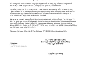 Công văn 585/TCHQ-TXNK 2015 vướng mắc chính sách thuế hàng tạm nhập tái xuất để trưng bày