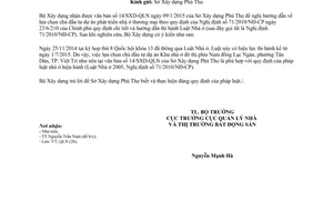 Công văn 03/BXD-QLN 2015 lựa chọn chủ đầu tư dự án phát triển nhà ở thương mại