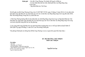 Công văn 783/VPCP-KTN 2015 phát triển lưới điện cung cấp trạm bơm vừa nhỏ đồng bằng sông Cửu Long