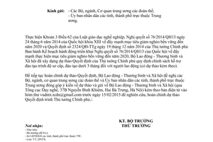 Công văn 389/LĐTBXH-TCDN 2015 chính sách hỗ trợ đào tạo trình độ sơ cấp dưới 03 tháng người lao động